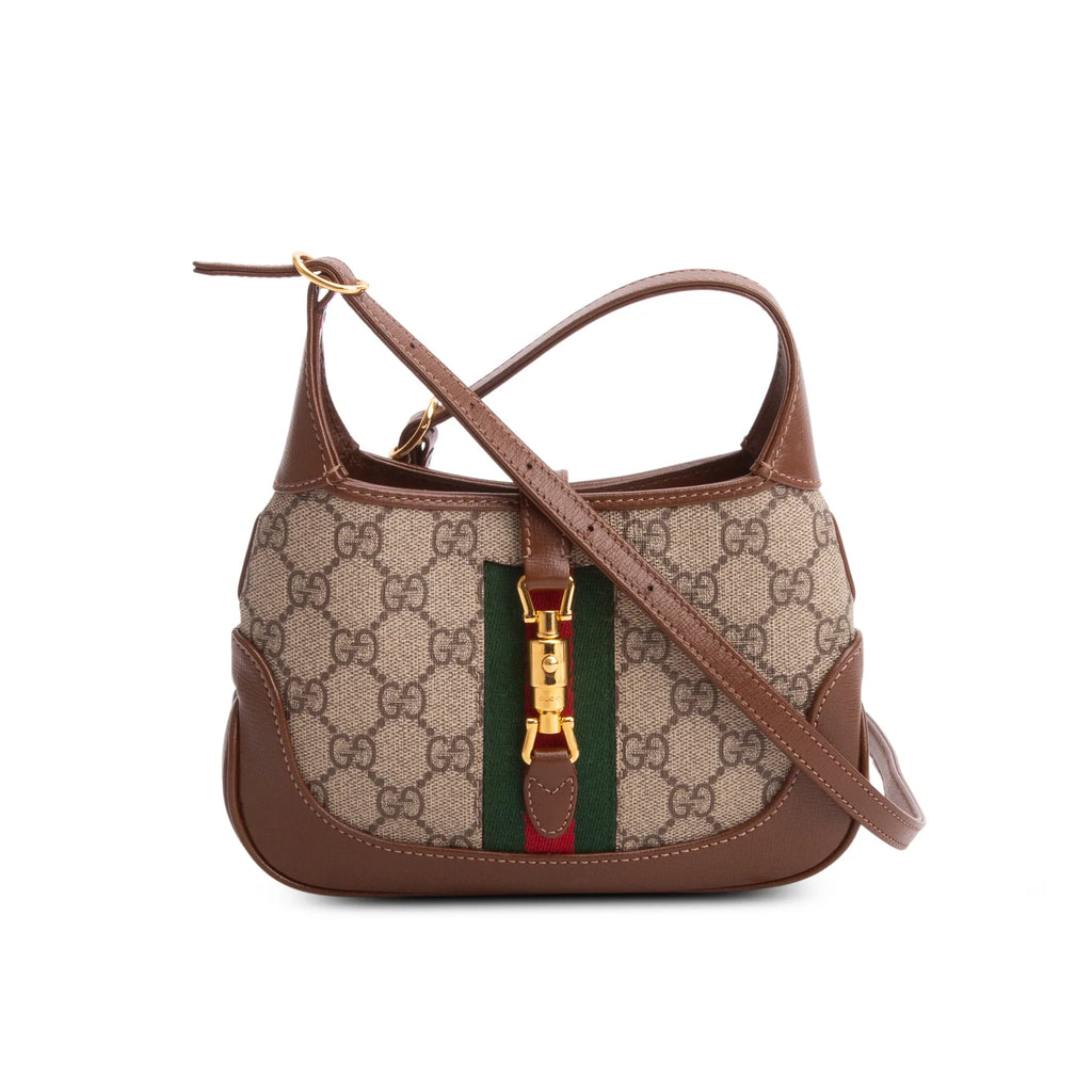 Gucci GG Supreme Monogram Azalea Calfskin Web Mini Jackie 1961