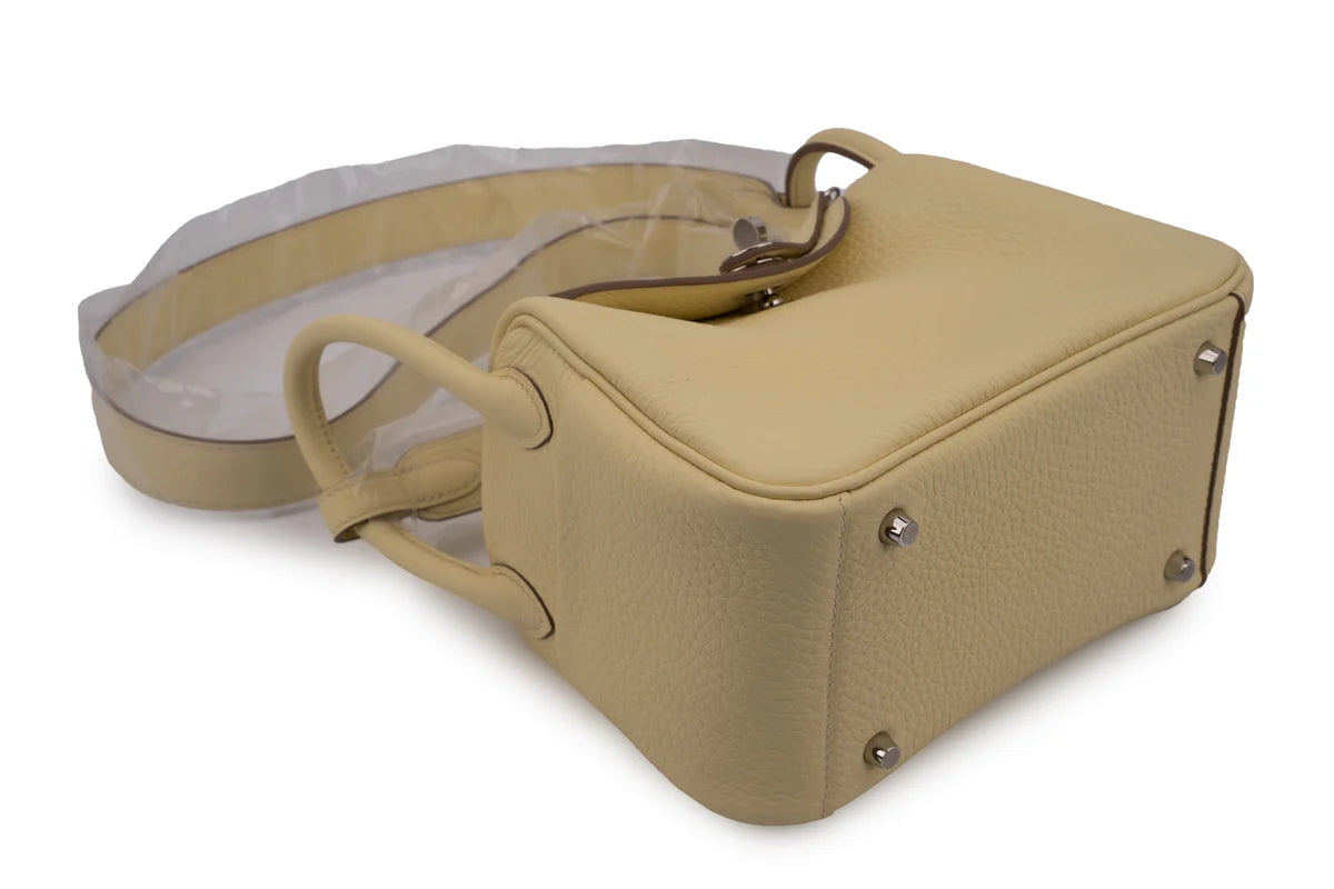 Hermès Mini Lindy Clemence Jaune Milton PHW