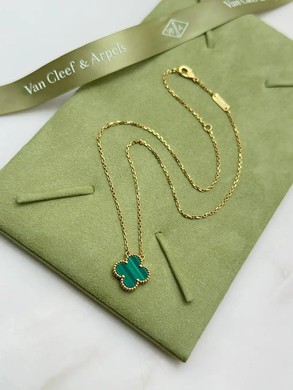 Van Cleef And Arpels Vintage Alhambra Necklace Malachite