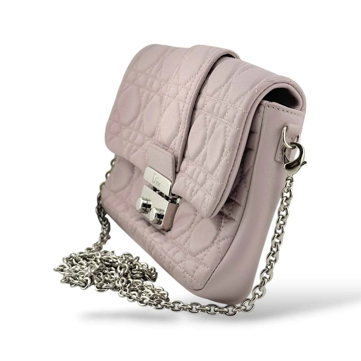 Christian Dior Light Pink Cannage Quilted Leather Miss Dior Promenade Crossbody Clutch Bag
