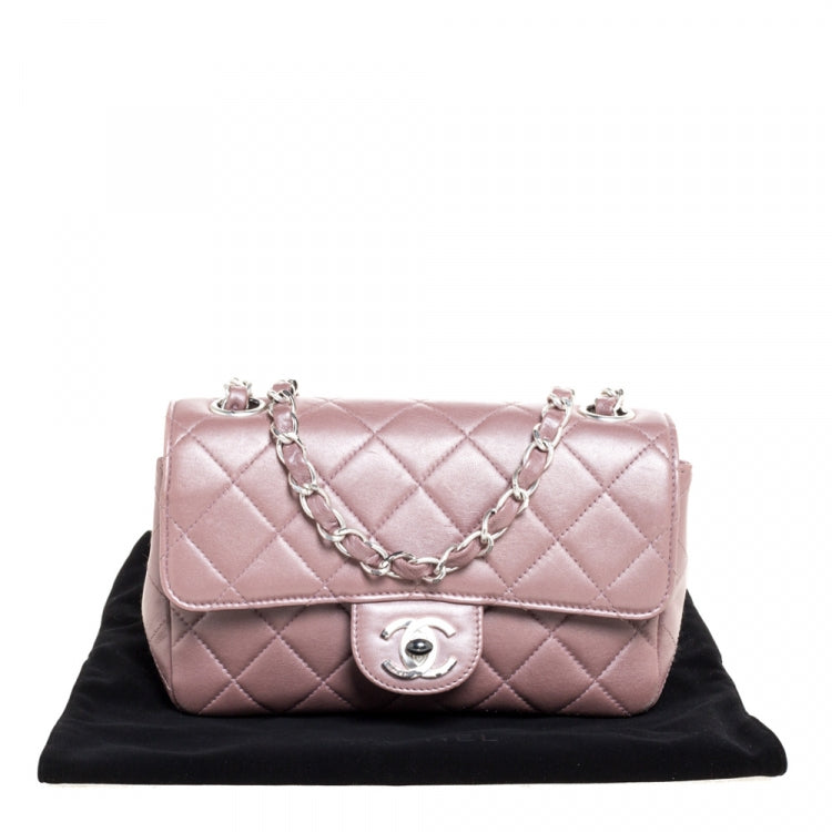 Chanel Metallic Pink Quilted Leather Extra Mini Classic Flap Bag