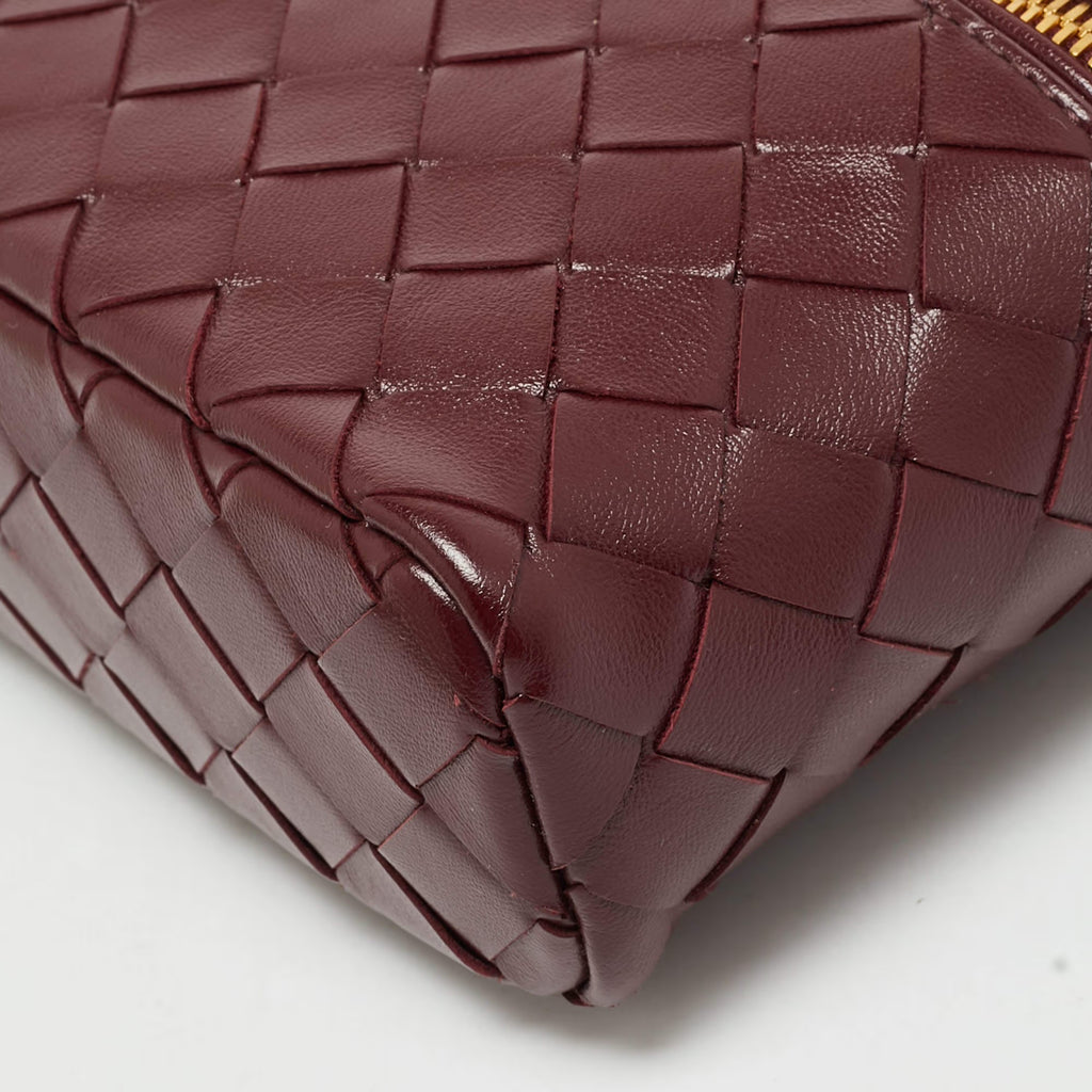 Bottega Veneta Bang Bang Dark Red Intrecciato Leather Vanity Case