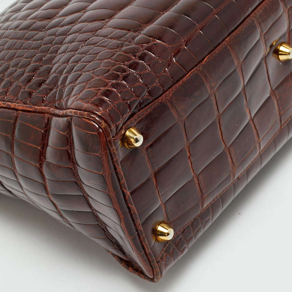 Dior Lady Dior Large Brown Crocodile Tote