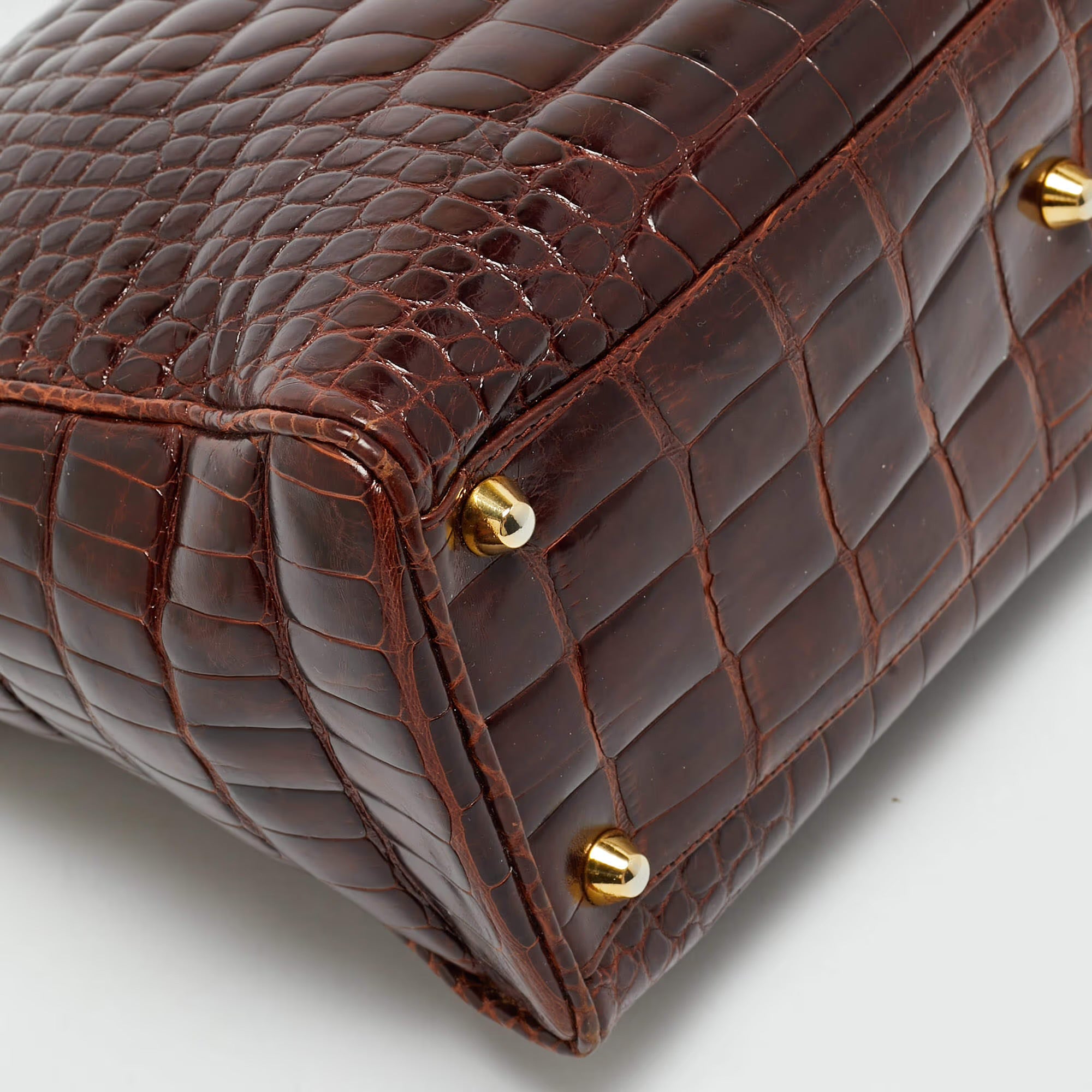 Dior Lady Dior Large Brown Crocodile Tote