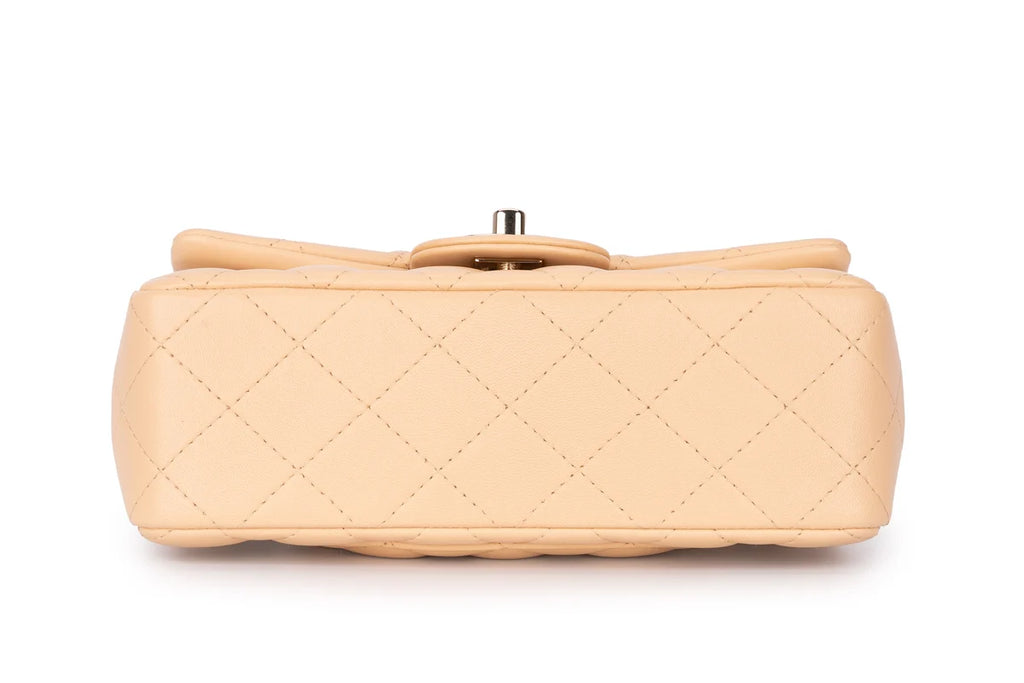 Chanel Mini Rectangle Flap Lambskin Beige LGHW