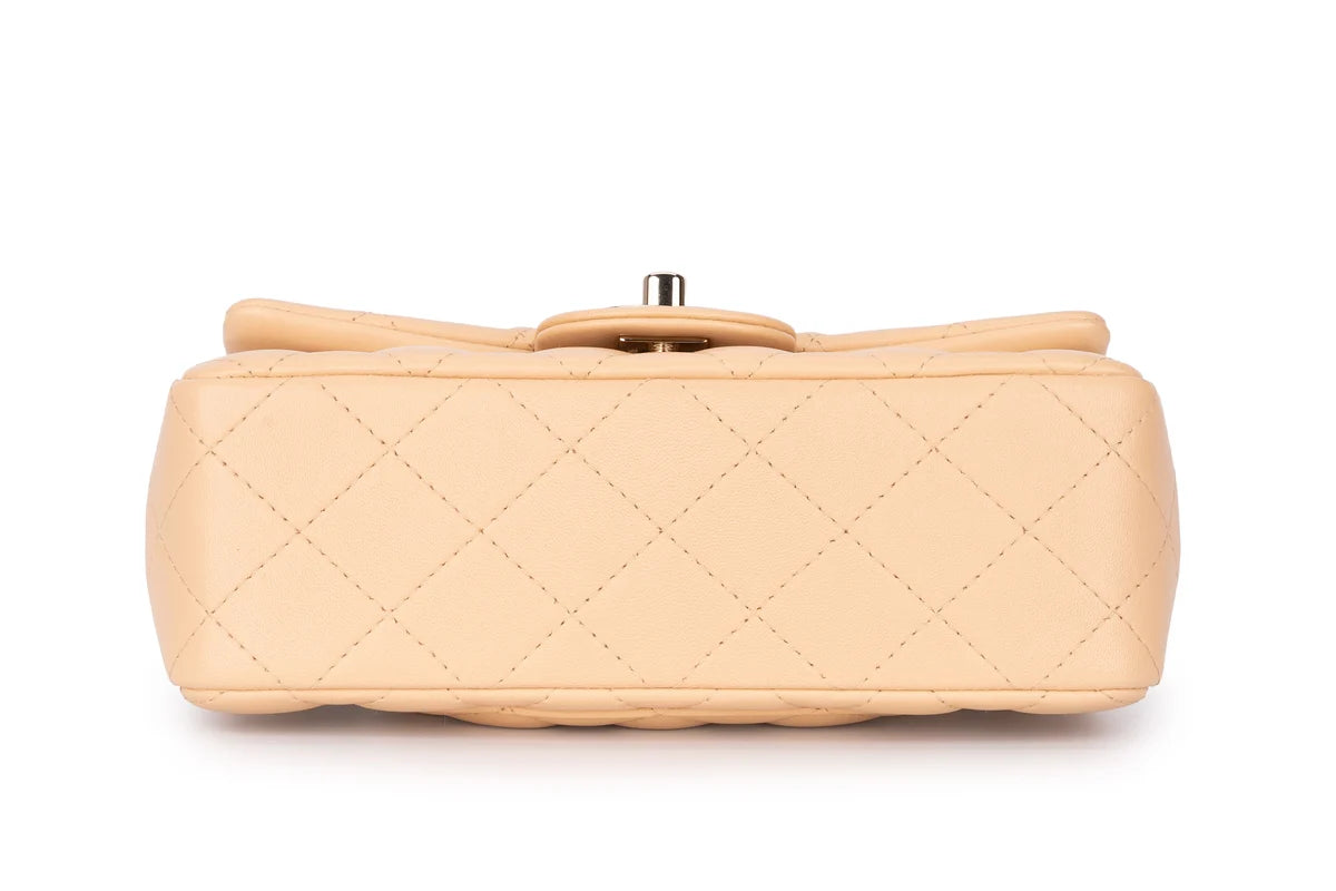 Chanel Mini Rectangle Flap Lambskin Beige LGHW