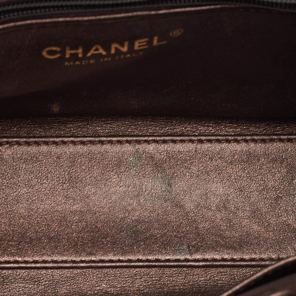 Chanel Kelly Nano Metallic Brown Quilted Leather Shoulder Bag