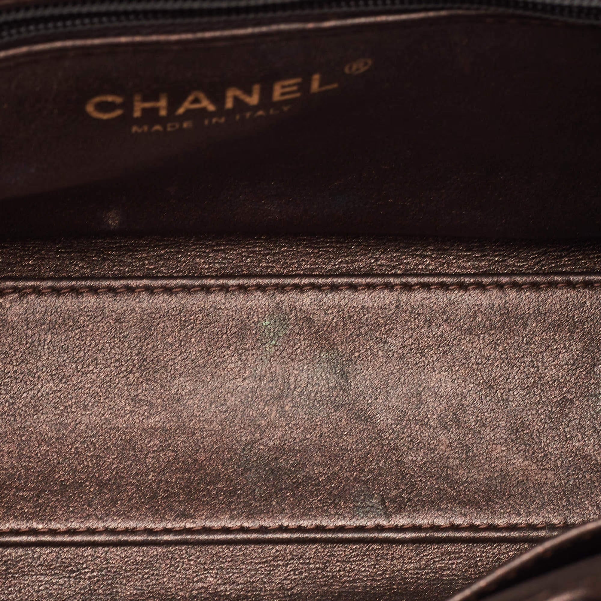Chanel Kelly Nano Metallic Brown Quilted Leather Shoulder Bag