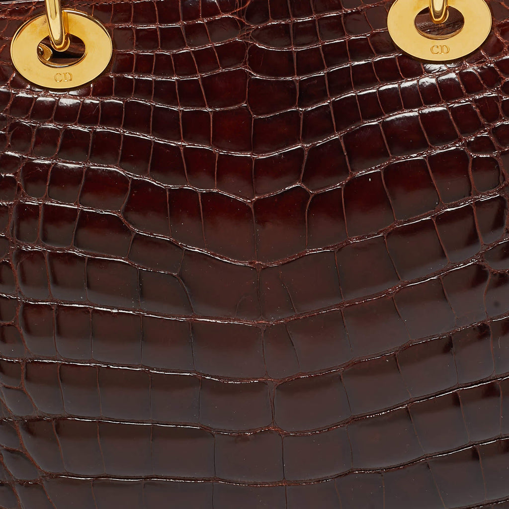 Dior Lady Dior Large Brown Crocodile Tote