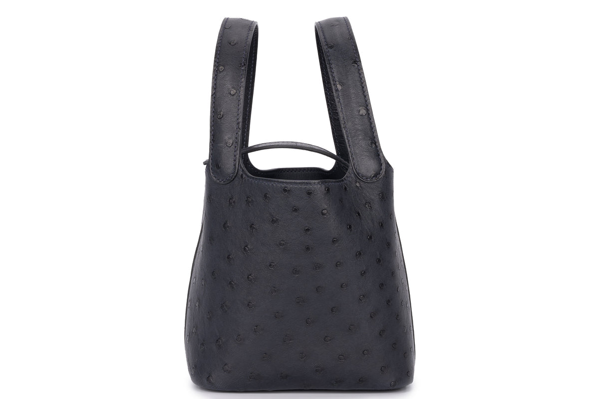Hermès Micro Picotin Ostrich Caban PHW