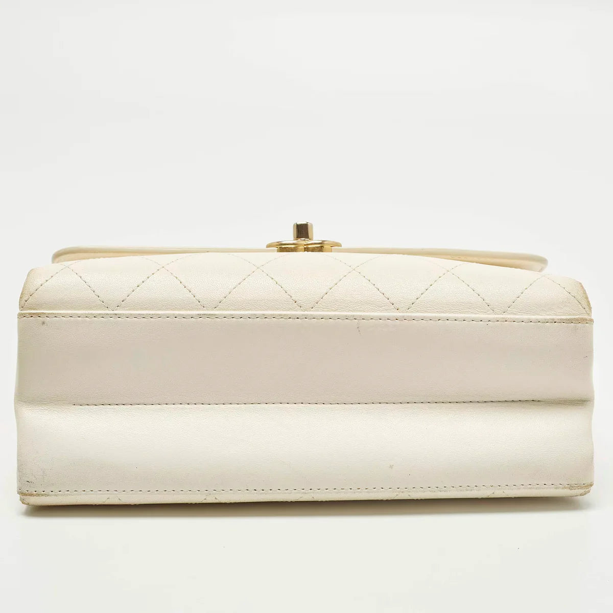 Chanel Coco Luxe Small Off White Quilted Leather Flap Bag