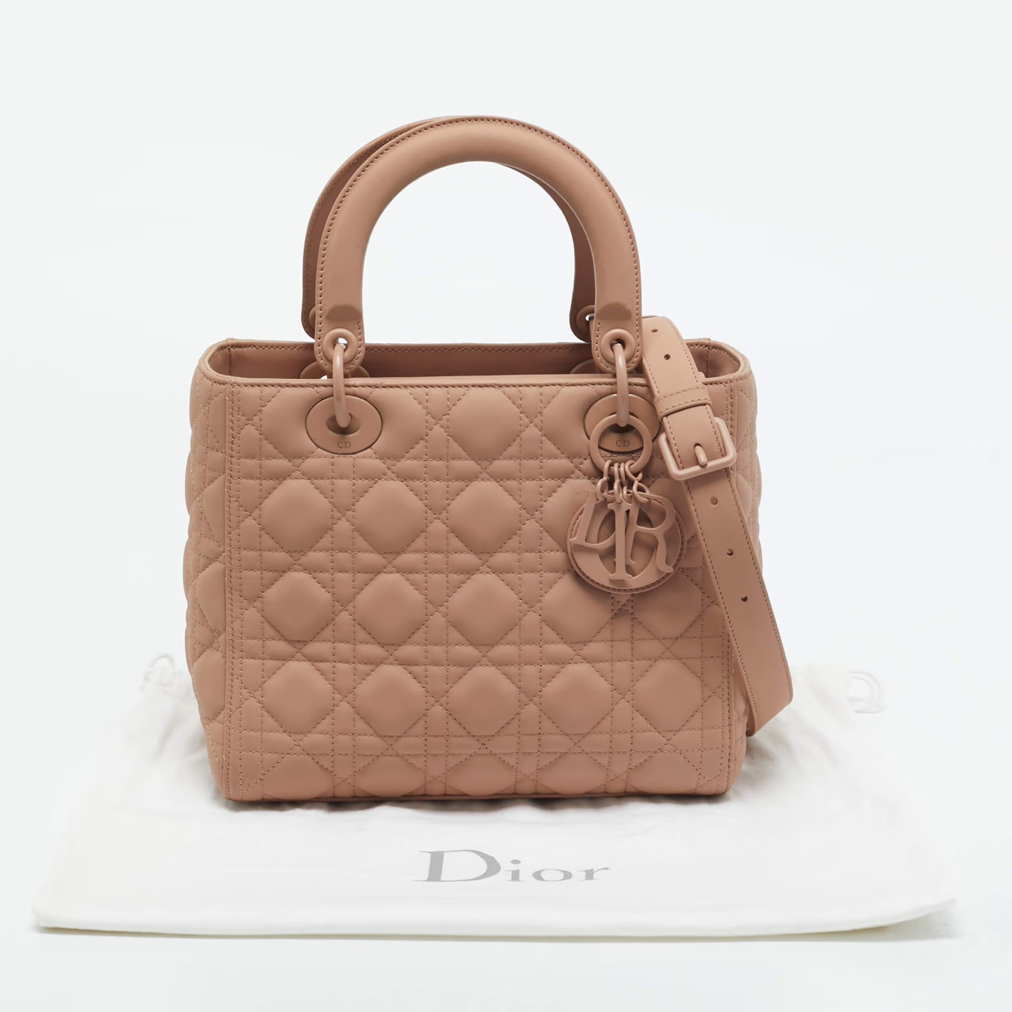 Dior Lady Dior Medium Beige Ultra Matte Cannage Leather Tote