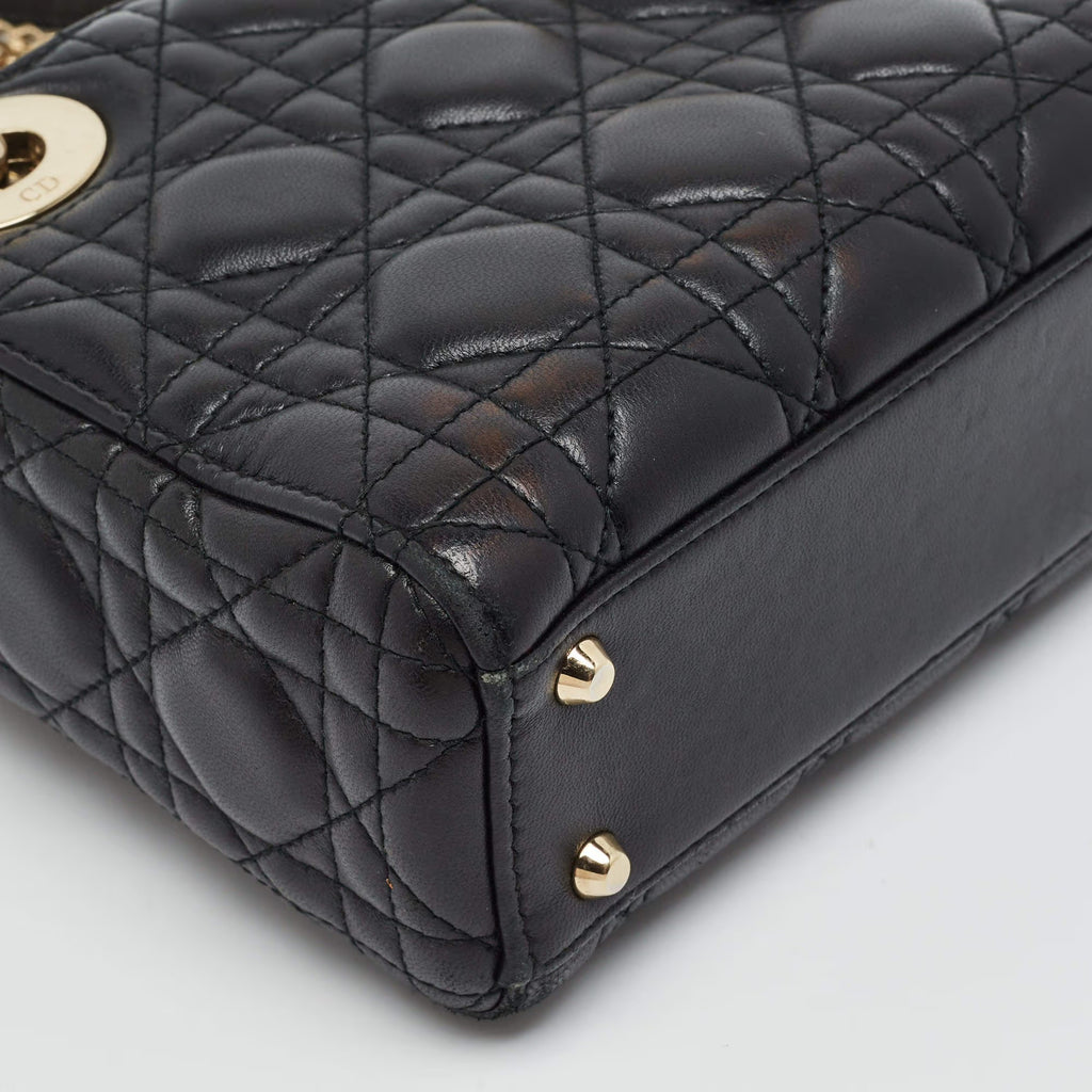 Dior Lady Dior Mini Black Cannage Leather Tote