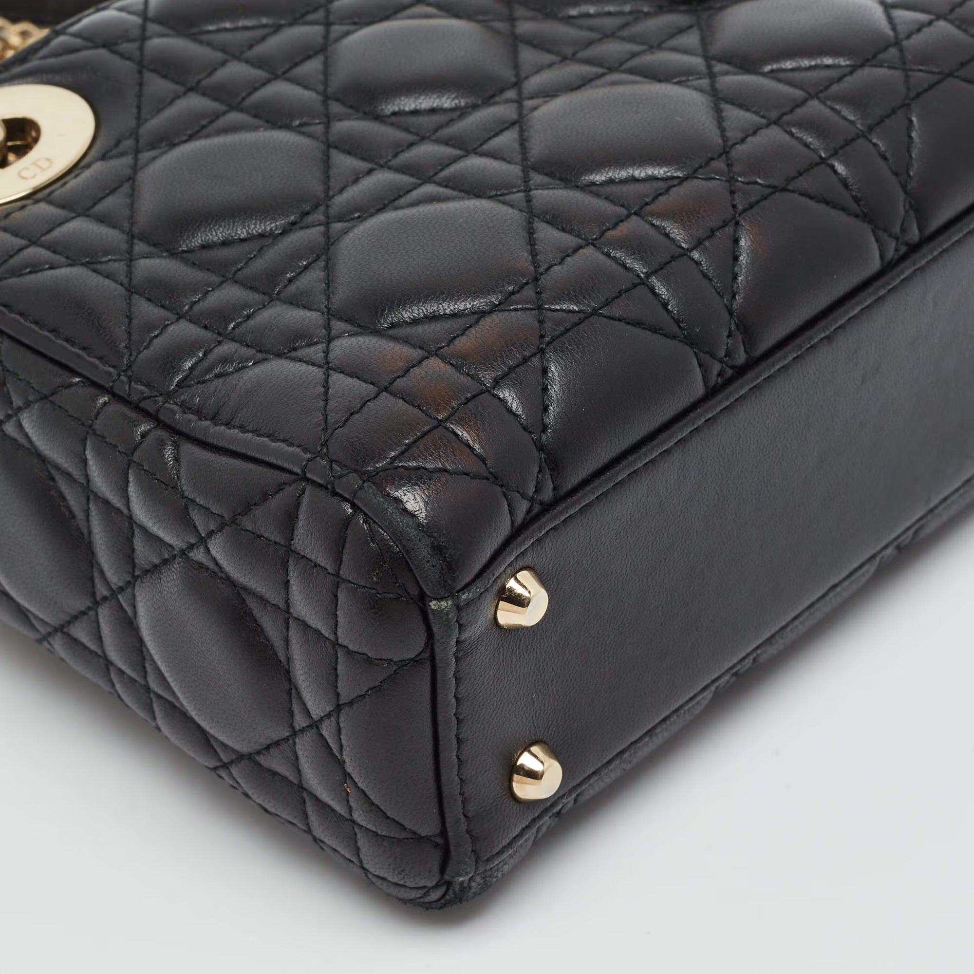 Dior Lady Dior Mini Black Cannage Leather Tote