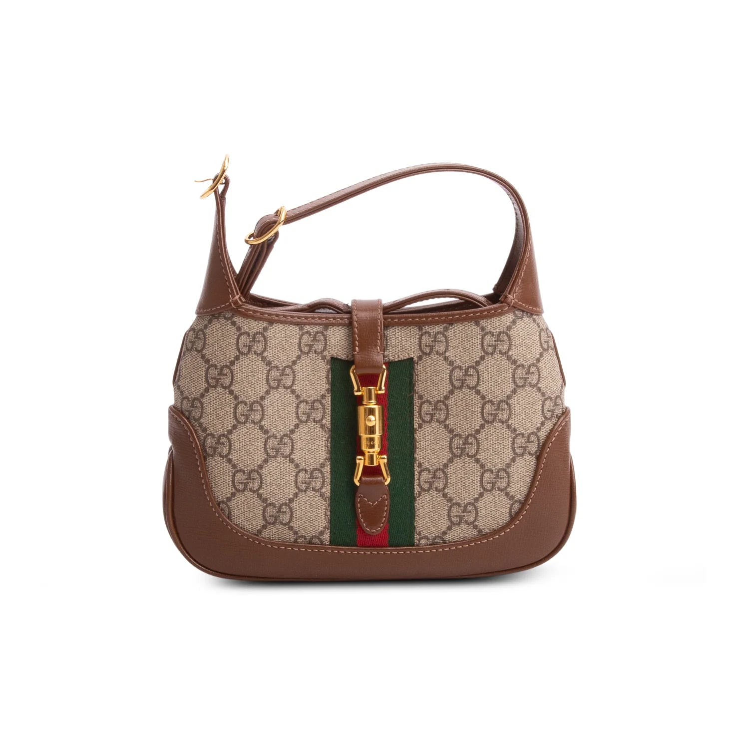 Gucci GG Supreme Monogram Azalea Calfskin Web Mini Jackie 1961
