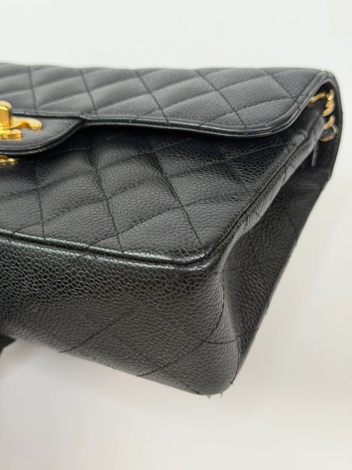 CHANEL SMALL CLASSIC DOUBLE FLAP IN BLACK CAVIAR LEATHER WITH GOLD HARDWARE