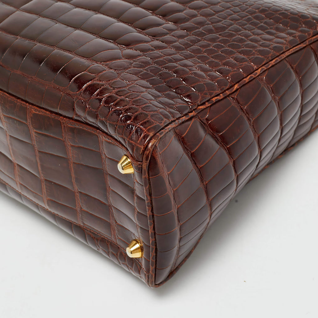 Dior Lady Dior Large Brown Crocodile Tote