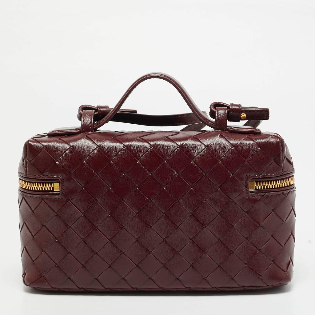 Bottega Veneta Bang Bang Dark Red Intrecciato Leather Vanity Case