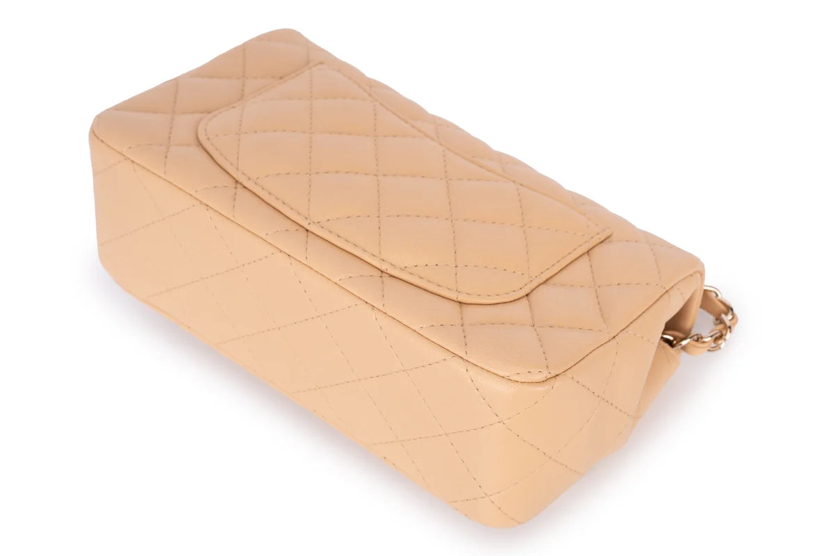 Chanel Mini Rectangle Flap Lambskin Beige LGHW
