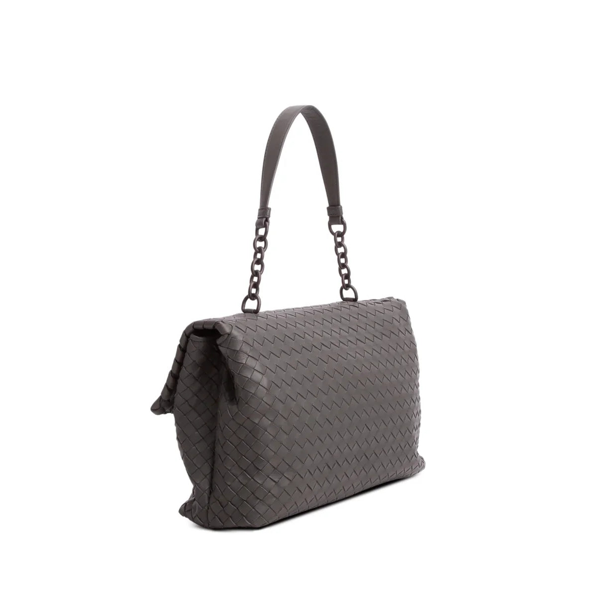 Bottega Veneta Grey Nappa Intrecciato Medium Olimpia Shoulder Bag