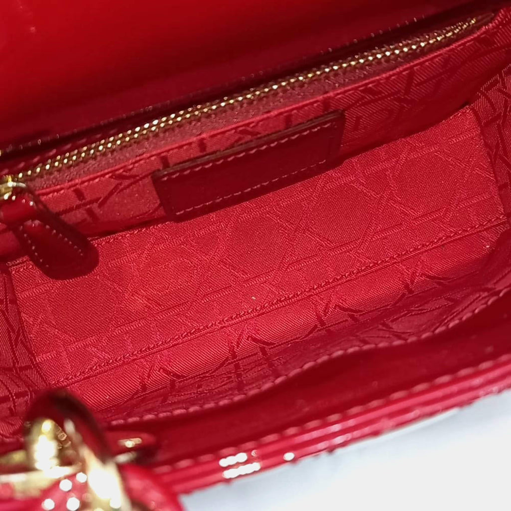 Christian Dior Burgundy Patent Leather Lady Mini Bag