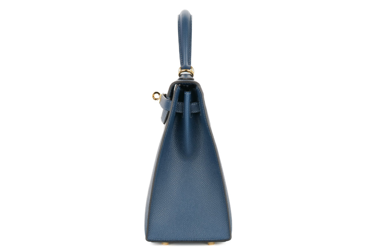 Hermès Kelly 25 Sellier Epsom Bleu De Prusse GHW