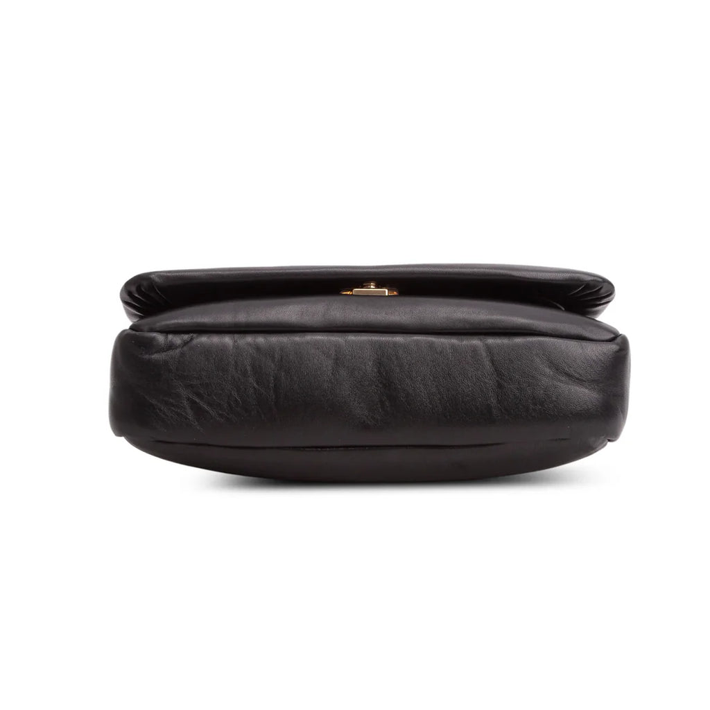 Gucci Black Lambskin Small GG Milano Top Handle Shoulder Bag
