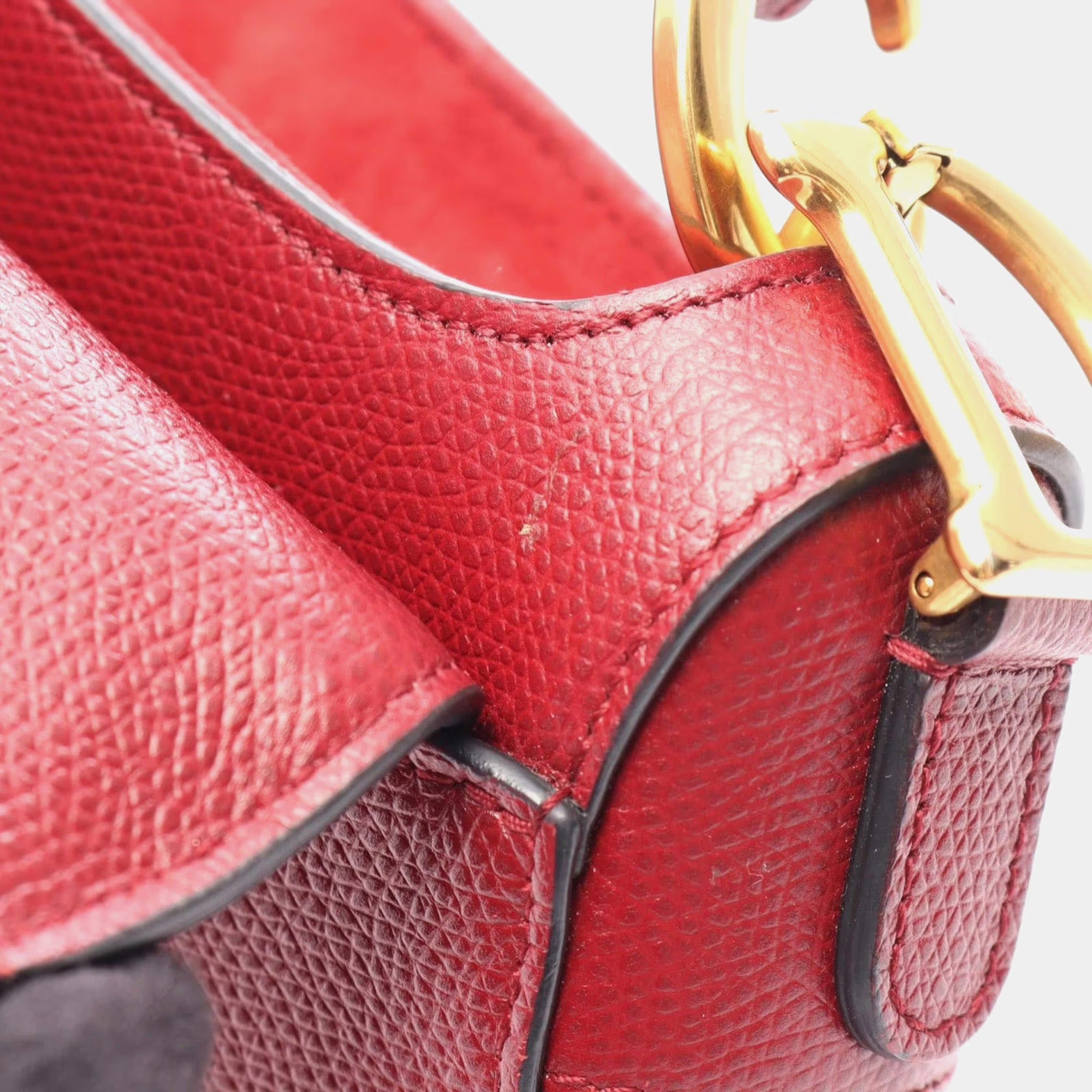 Christian Dior Saddle Mini Bordeaux Grained Calfskin Shoulder Bag