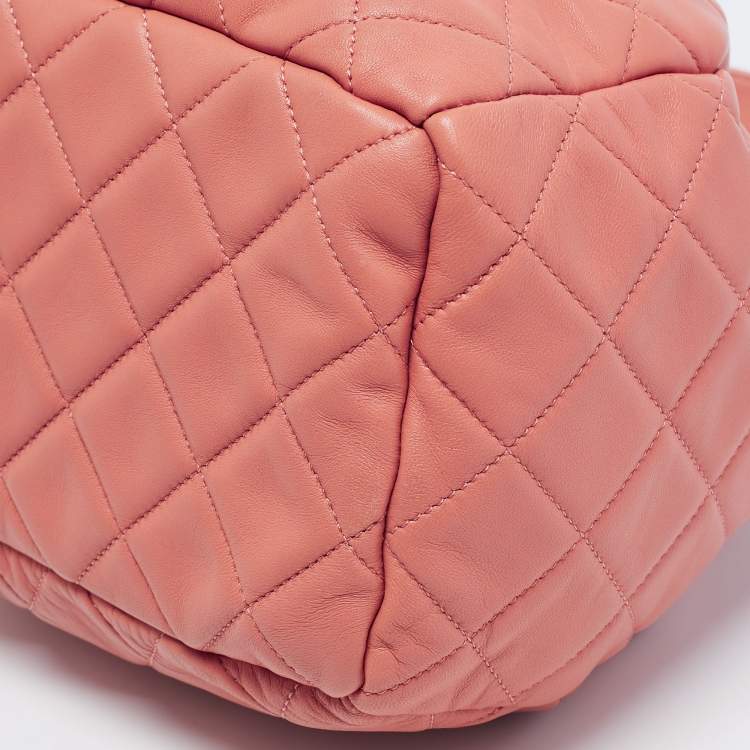 Chanel Pink Quilted Leather Drawstring Bucket Bag