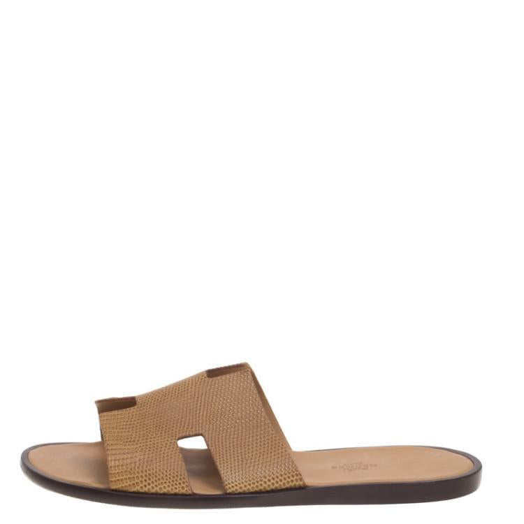Hermes Honey Brown Lizard Izmir Sandals Size 39