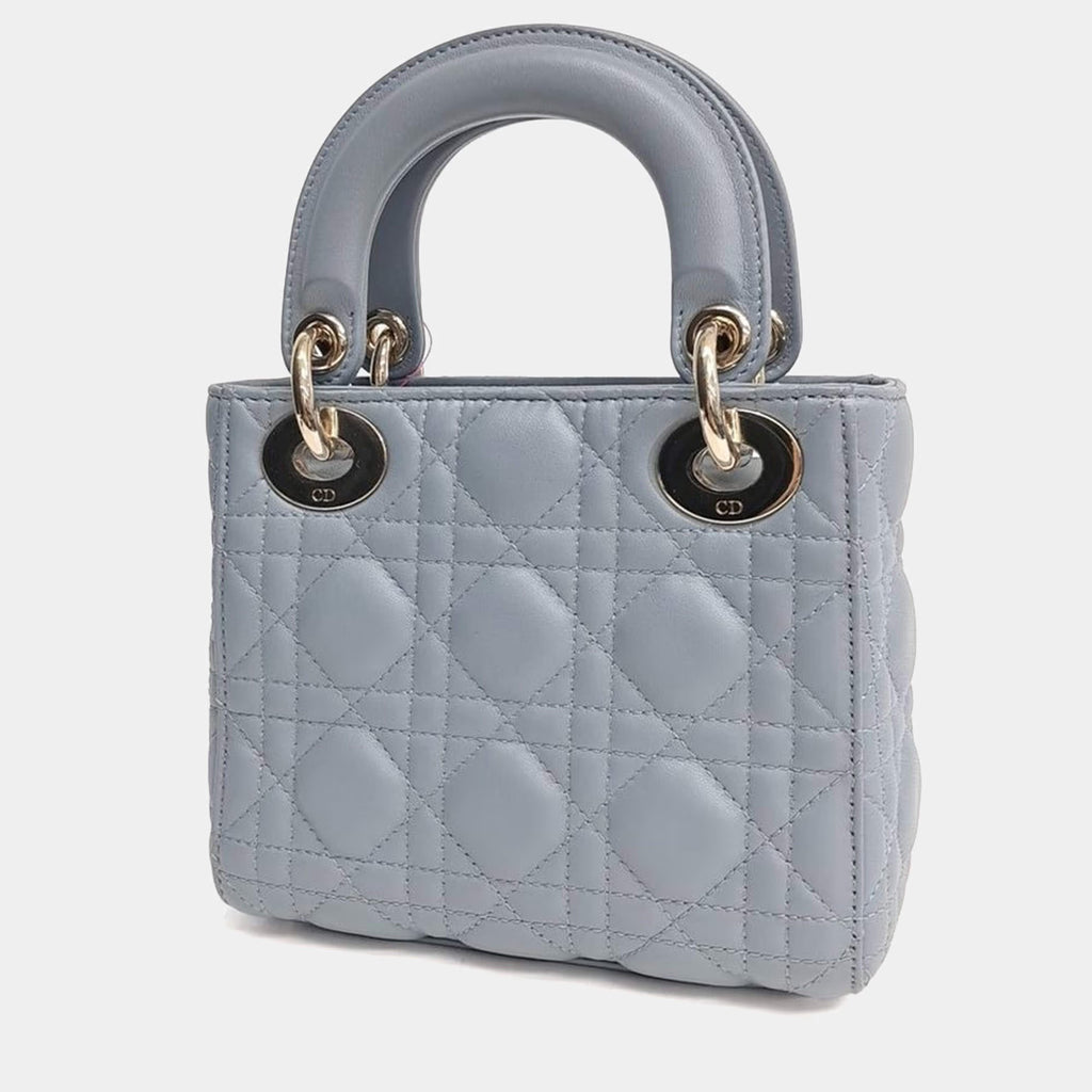 Christian Dior Lady Sky Blue Leather Mini Bag