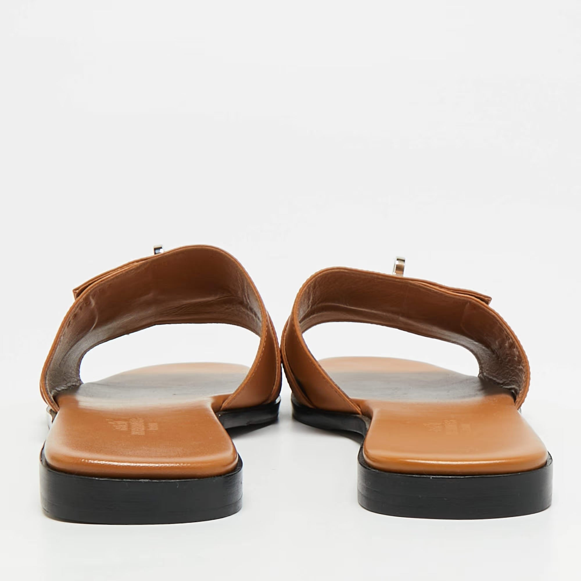 Hermes Giulia Size 42 Brown Leather Slide Flats