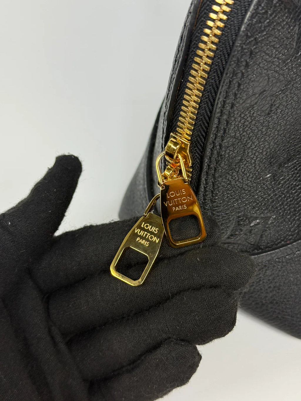 LOUIS VUITTON ALMA BB IN EMPREINTE BLACK MONOGRAM WITH GOLD HARDWARE