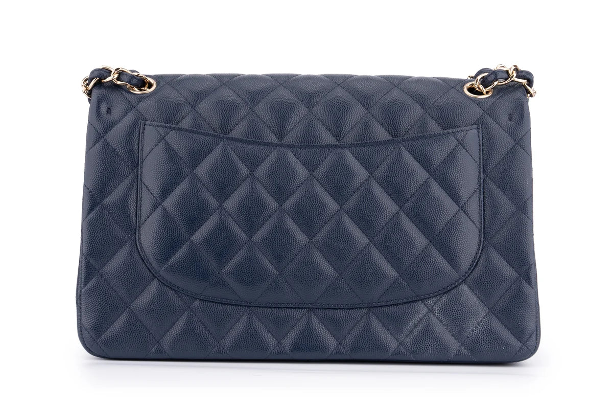 Chanel Jumbo Flap Bag Caviar Navy Blue GHW