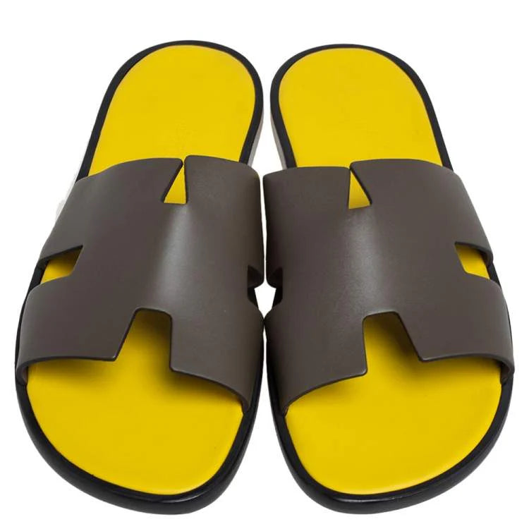 Hermes Vert Olive Leather Izmir Sandals Size 44