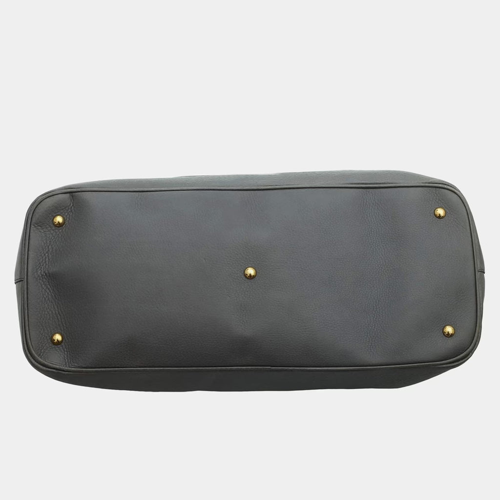 Gucci Grey Leather 1973 Top Handle Oversized Travel Bag