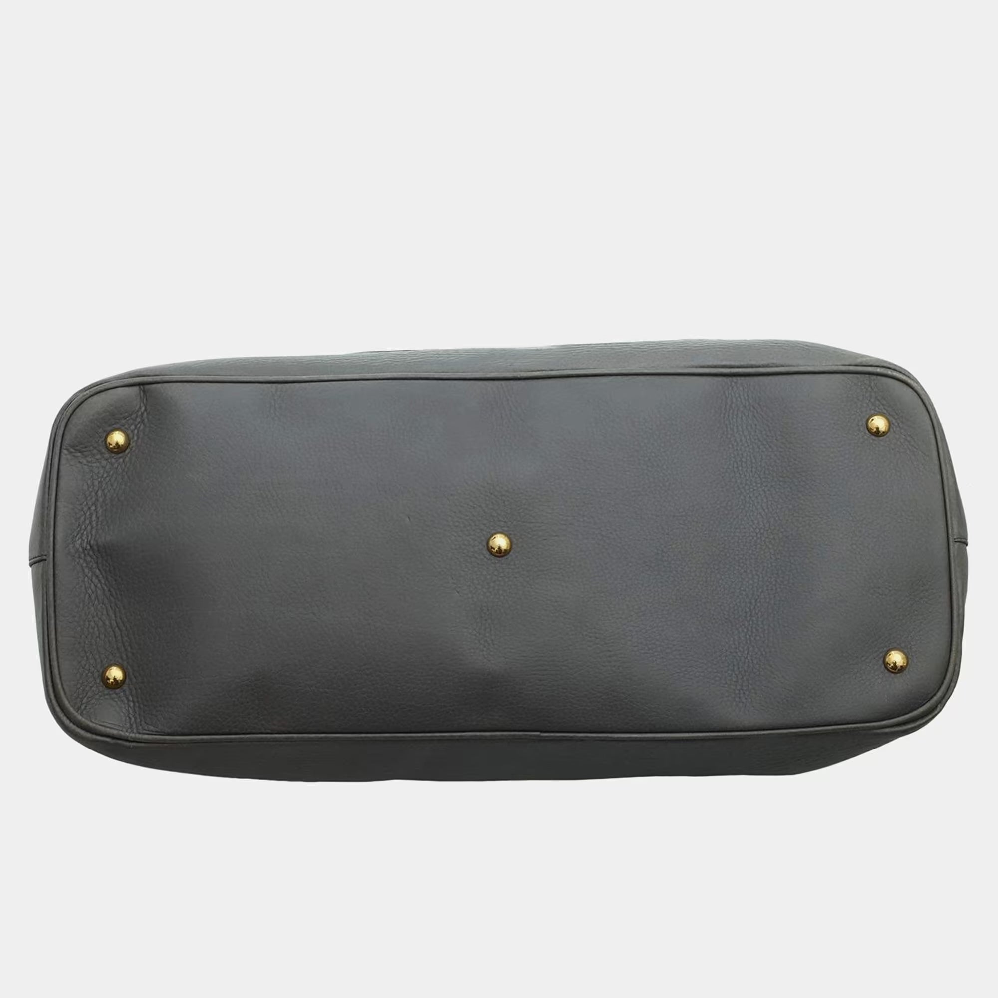 Gucci Grey Leather 1973 Top Handle Oversized Travel Bag