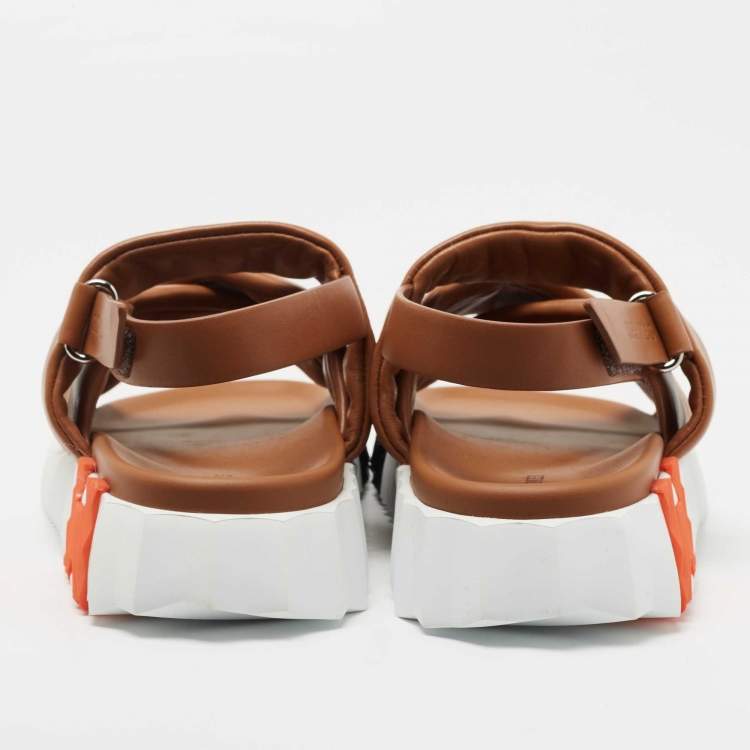 Hermes Brown Leather Electric Slingback Sandals Size 41