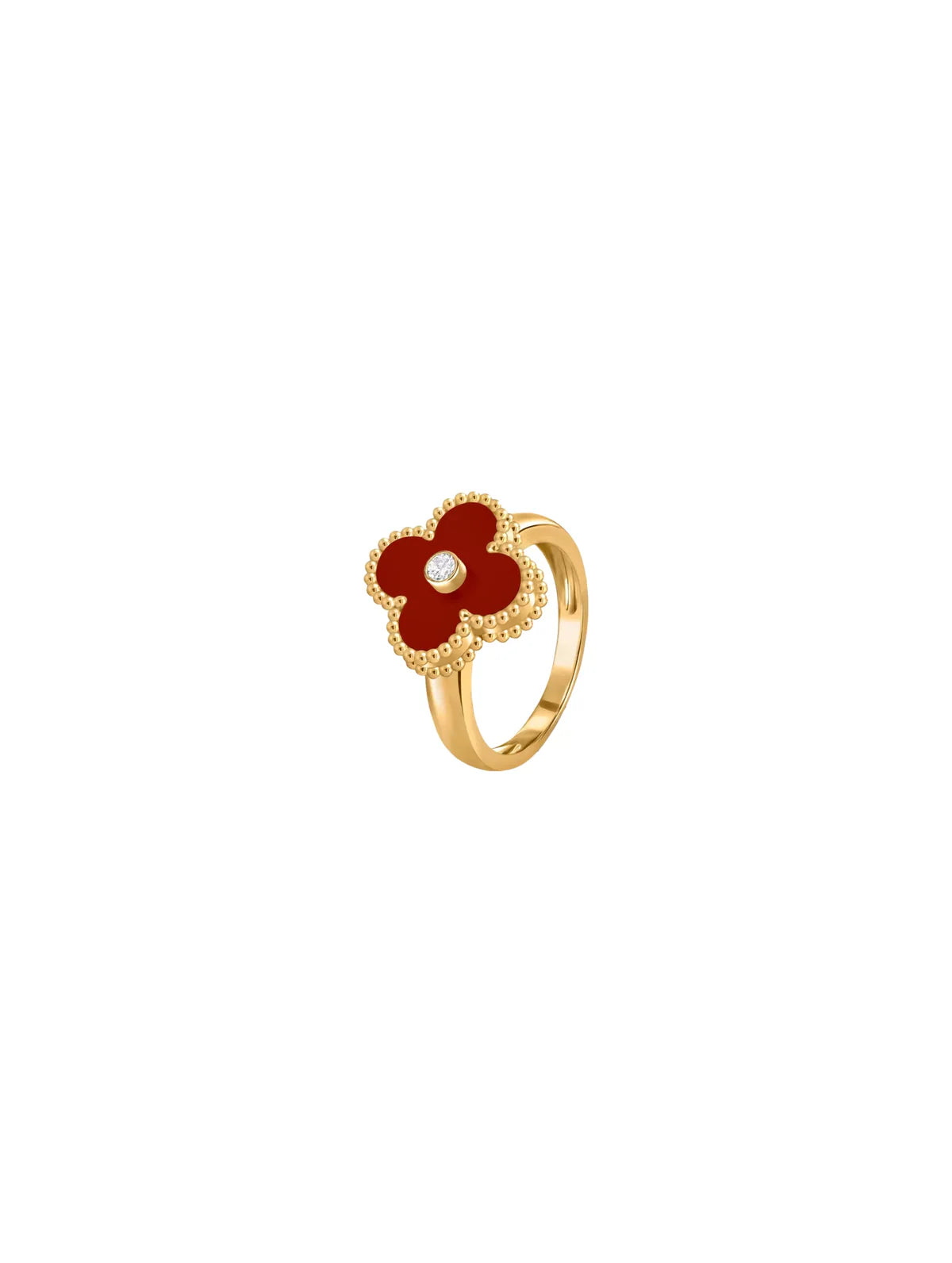 Van Cleef And Arpels Vintage Alhambra Ring Size 55 Carnelian