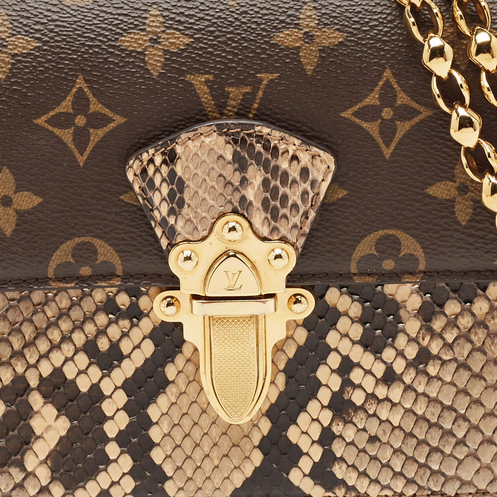 Louis Vuitton Victoire Brown Python and Monogram Canvas Shoulder Bag