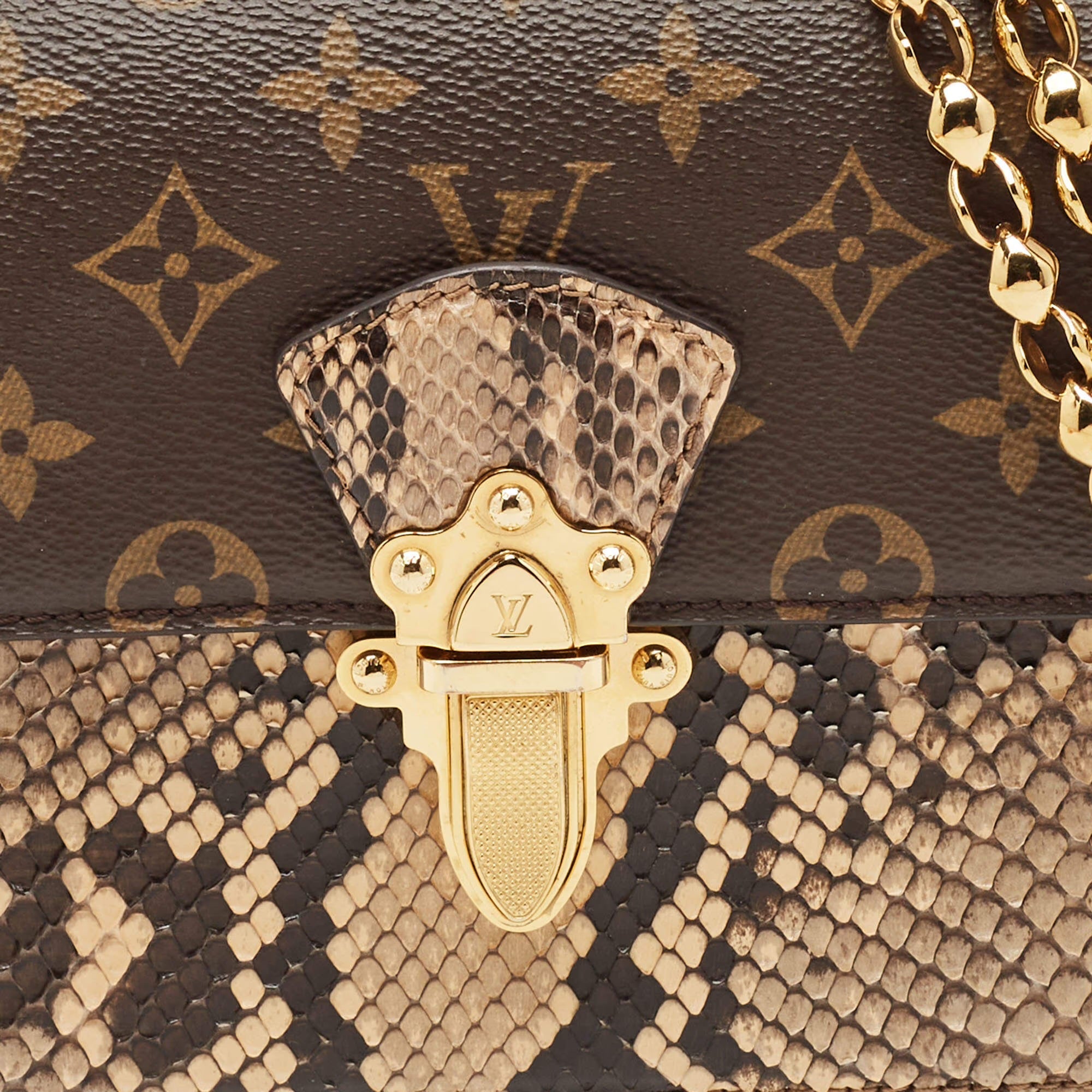 Louis Vuitton Victoire Brown Python and Monogram Canvas Shoulder Bag
