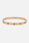Cartier Love 18k Rose Gold Multi Gemstone Bangle Bracelet Size 18