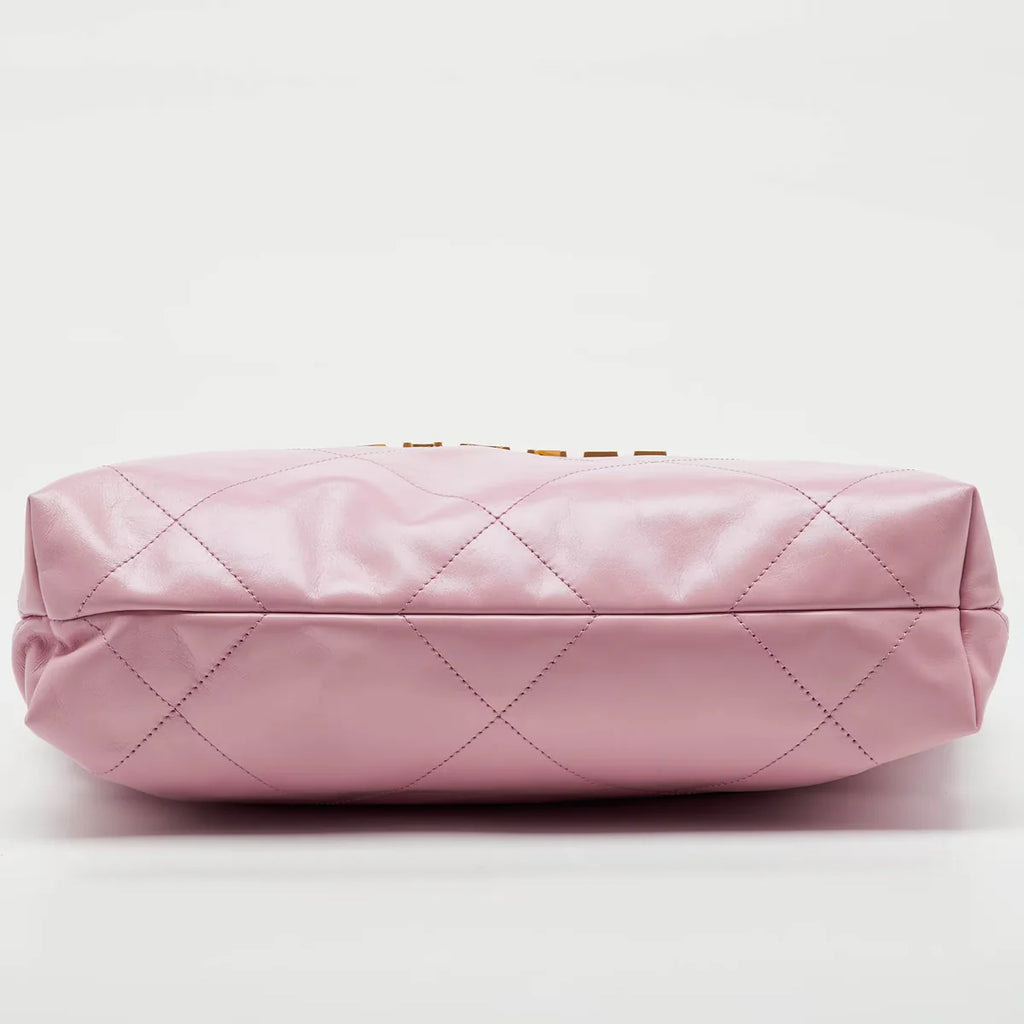 Chanel Light Pink Quilted Shiny Leather Small 22 Bag