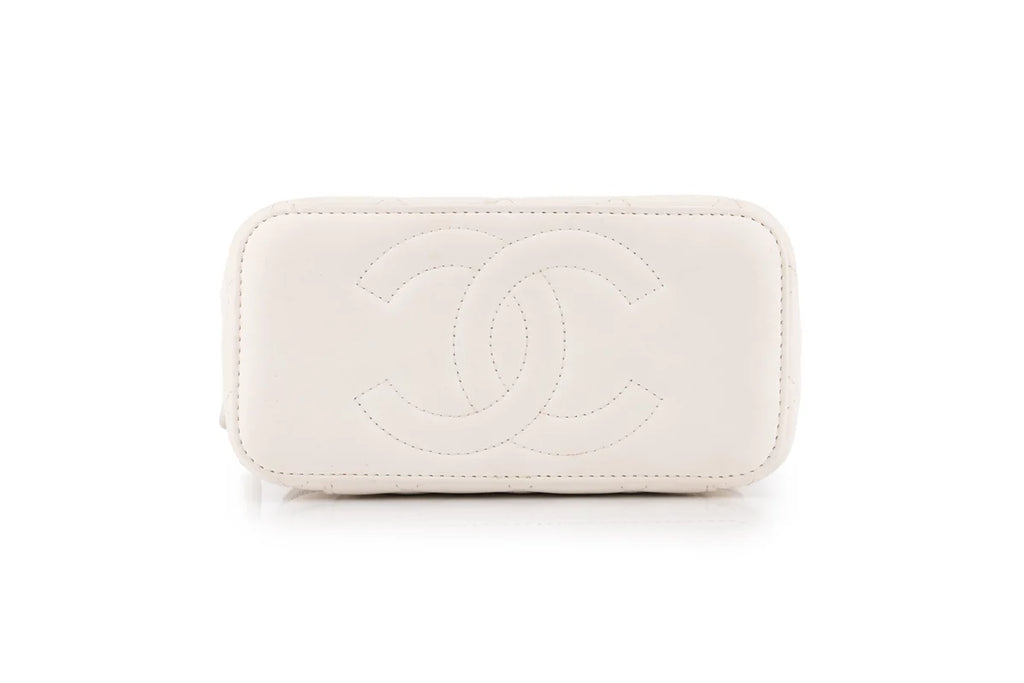 Chanel Quilted Rectangular Vanity Lambskin White Shiny GHW