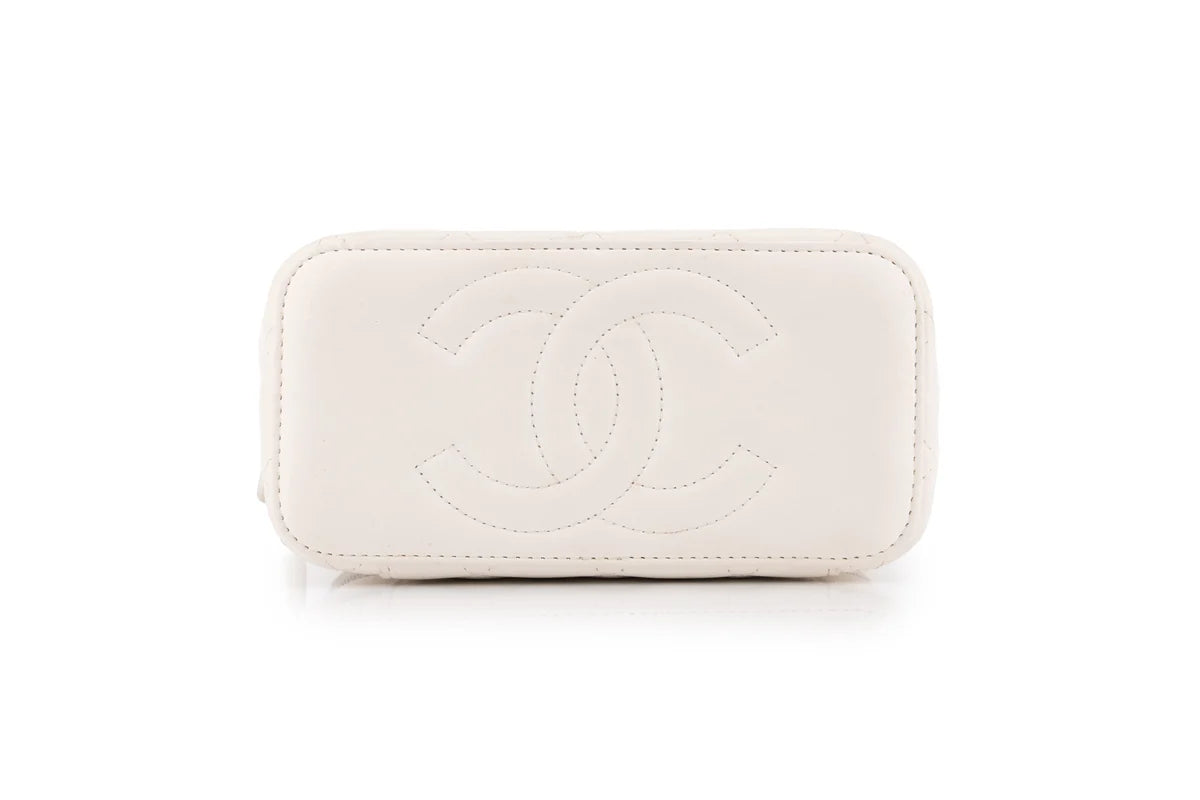 Chanel Quilted Rectangular Vanity Lambskin White Shiny GHW