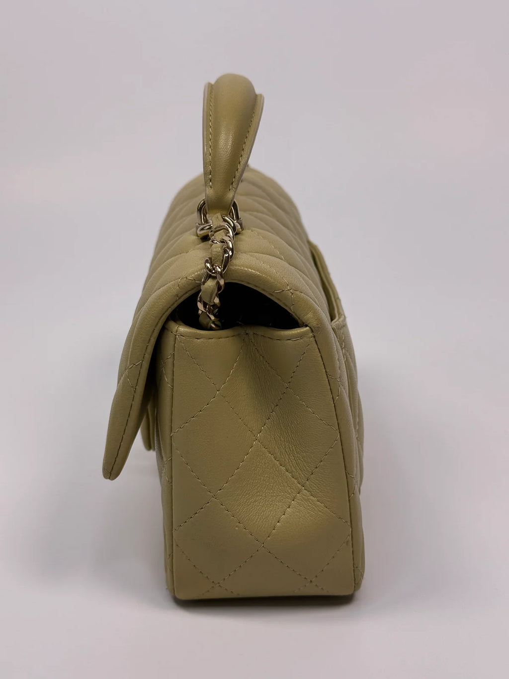 CHANEL MINI RECTANGLE FLAP BAG IN PISTACHIO GREEN LAMBSKIN WITH GHW