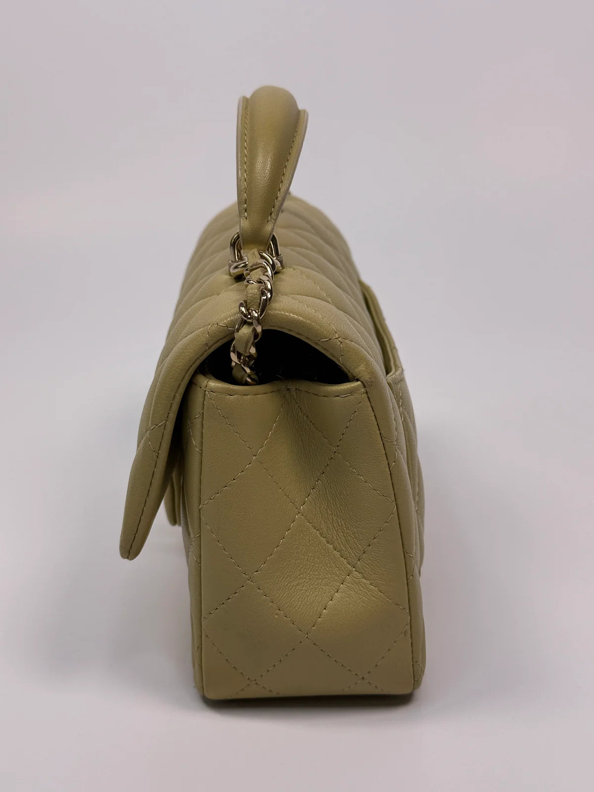 CHANEL MINI RECTANGLE FLAP BAG IN PISTACHIO GREEN LAMBSKIN WITH GHW