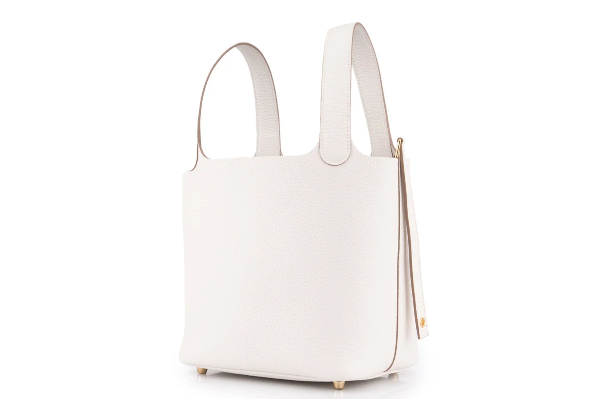 Hermès Picotin 18 Clemence Gris Pale GHW