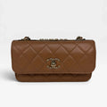 CHANEL TRENDY WALLET ON CHAIN IN BEIGE LAMBSKIN WITH GOLD HARDWARE