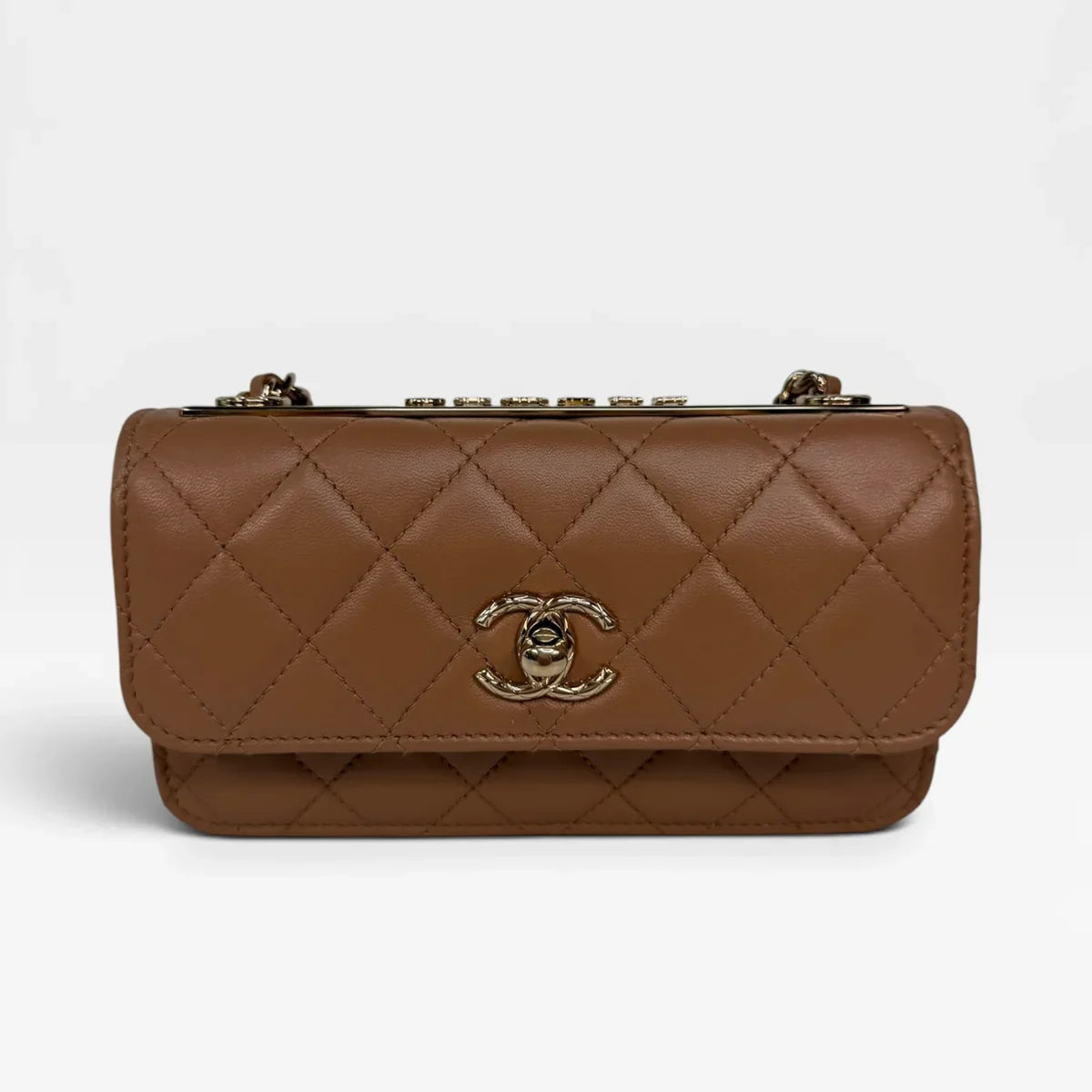 CHANEL TRENDY WALLET ON CHAIN IN BEIGE LAMBSKIN WITH GOLD HARDWARE